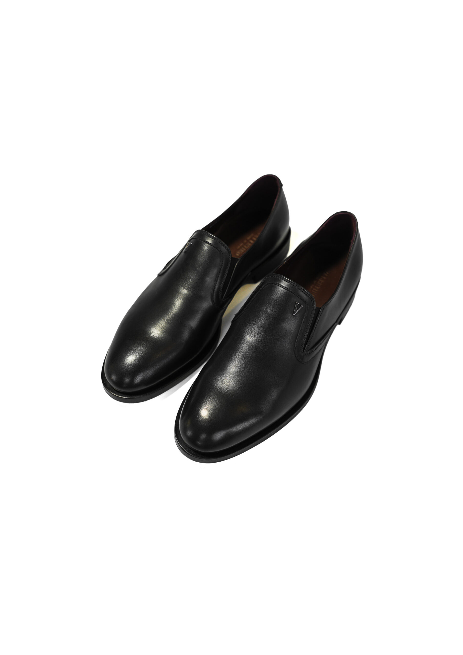 Klassik Qara Hamar Dəri Slip-on Kişi Ayaqqabısı (V Detallı) - Image 2