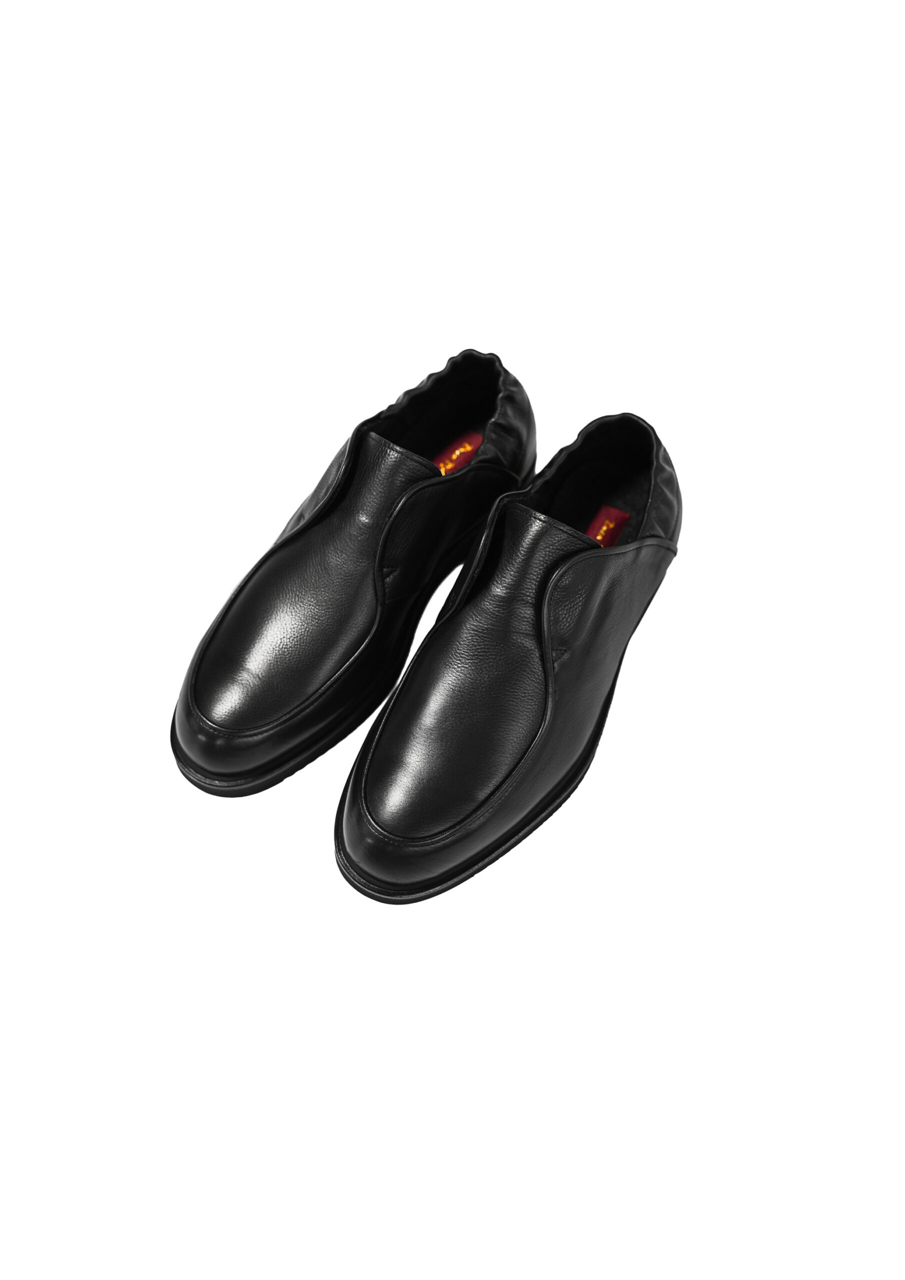 Qara Elastik Dabanlı Dəri Slip-On Lofer