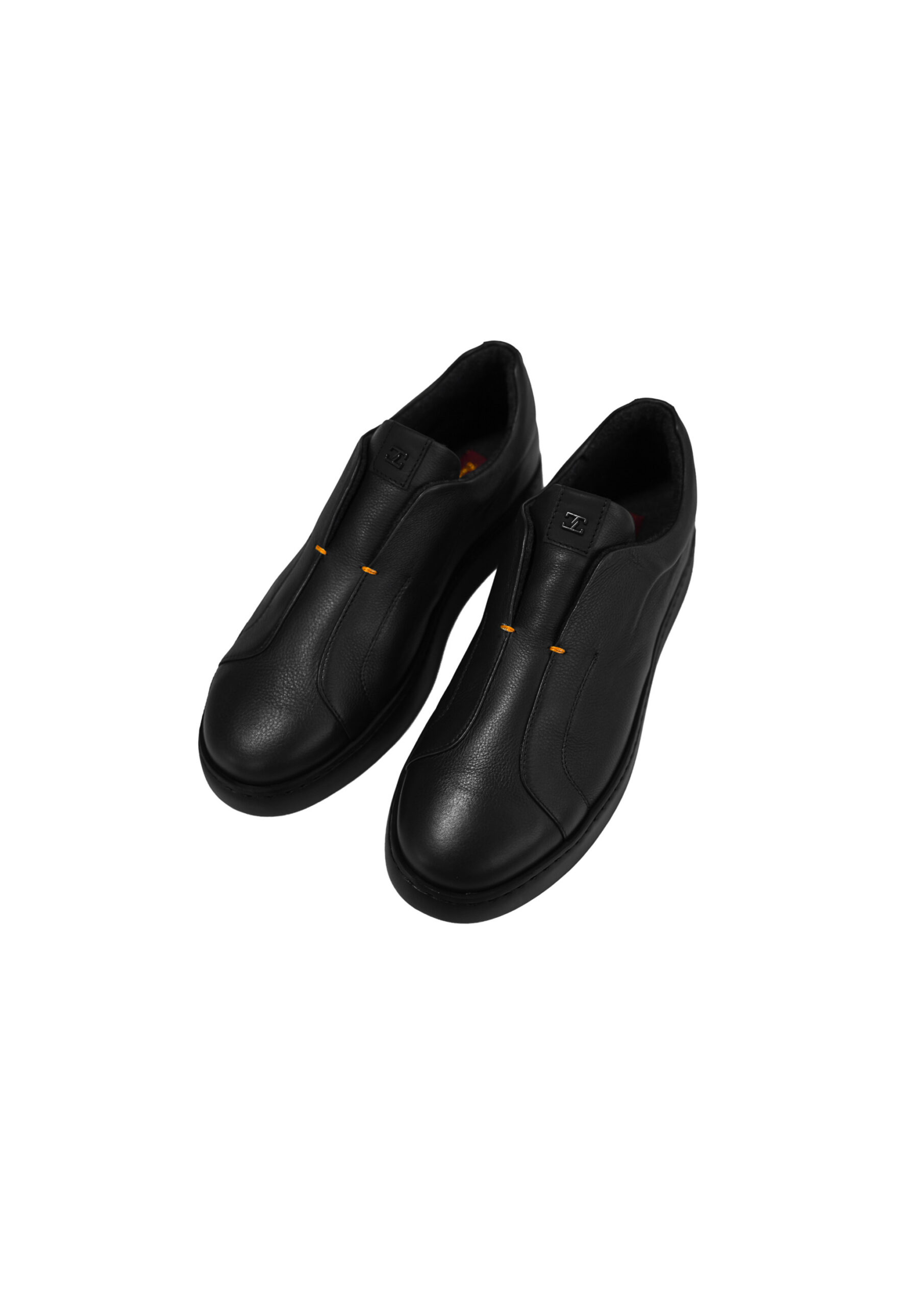Qara Dəri Triple Stitch Üslublu Slip-On Krossovka