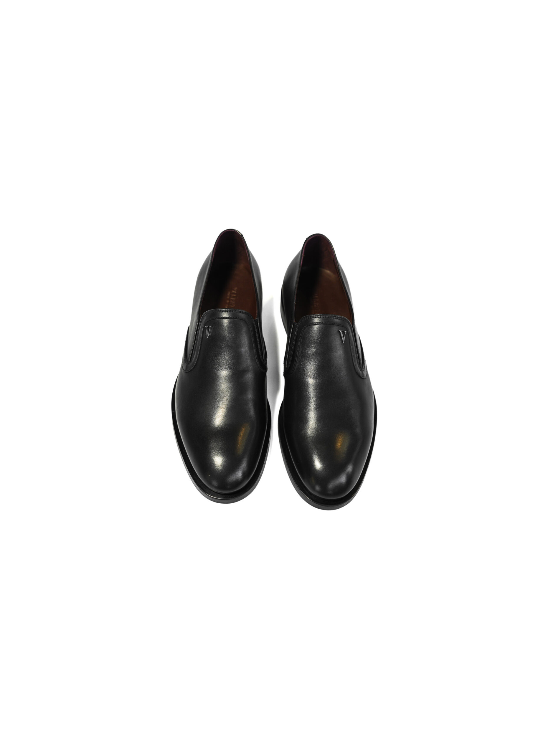 Klassik Qara Hamar Dəri Slip-on Kişi Ayaqqabısı (V Detallı) - Image 3