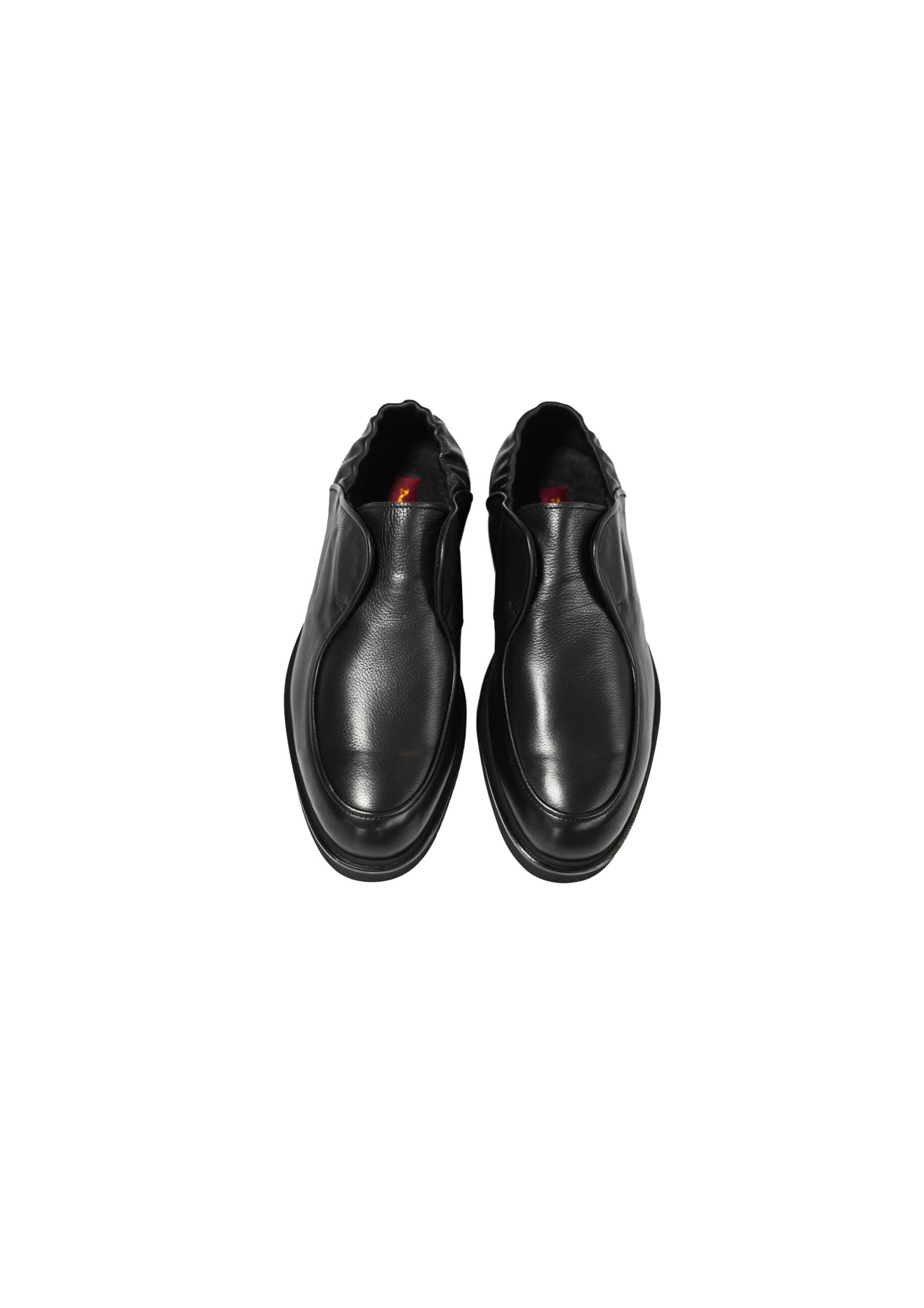 Qara Elastik Dabanlı Dəri Slip-On Lofer - Image 2